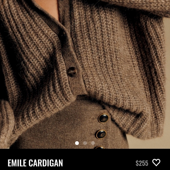 Sezane Emile Cardigan Dark Taupe XS - Picture 5 of 5